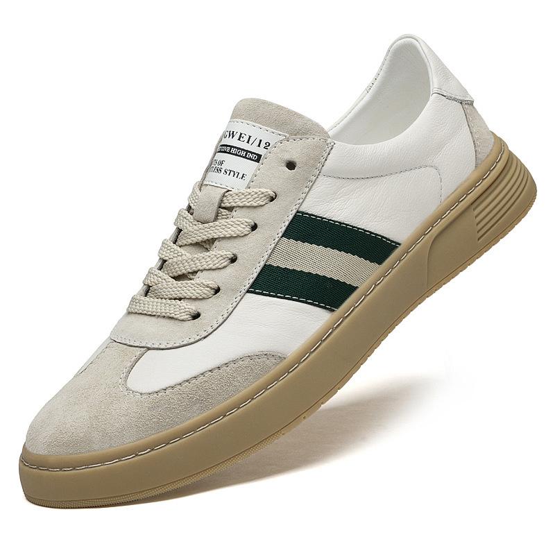 Kleine weiße Schuhe Herren grün Mode Sport- und Freizeitschuhe Rindsleder atmungsaktiv weiße Board-Schuhe Tide