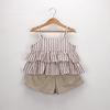 Kleinkind Kinder Baby Mädchen Outfits Kleidung Streifen Rüschen Weste T-Shirt + Shorts Set