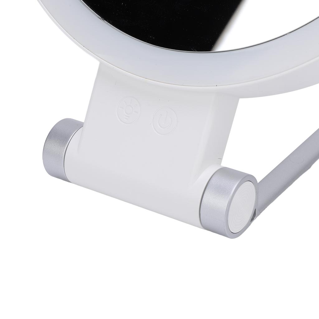 Double Sided LED Makeup Mirror 3000K 5500K 8000K Stepless Dimmable 1X 10X Magnifying Mirror with Foldable Handle
