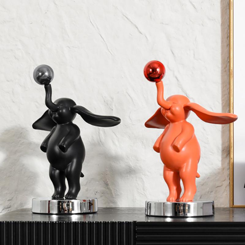 European-style Resin Elephant Sculpture Ornament Cute Animal Statue Craft Decoration for Living Room Dining Room TV Cabinet Gift