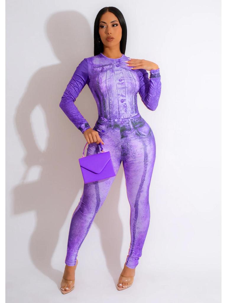 RC3160 Salopetă cu dresuri lungi imprimate la modă europeană și americană pentru femei