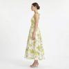 Vestido Corsé Bustier Floral para Mujer Tirantes de Lazo Fruncido Fluido Boho Largo Vestido de Sol