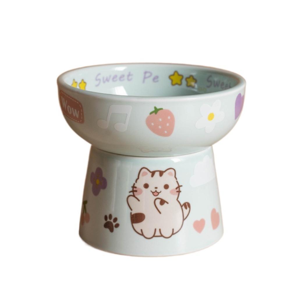 Ceramic Cat Bowl Anti Tipping Dog Food Feeding Basin Pet Drinking Feeder  Neck Protection