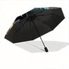 1pc Lion's Cosmic Journey Fully Automatic Folding Portable Umbrella, 8 Iron Frames, Three-Fold Design, Suitable for All Seasons, Suitable for Out