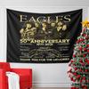Group Photo with Text and Signatures Honoring Eagles' 50th Anniversary. Patterned Tapestry for Bedroom and Living Room Home Decor