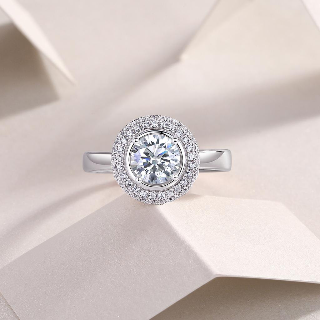 S925 Silver Ring Moissanite High Set Ring Gold Plated Ring Panyu