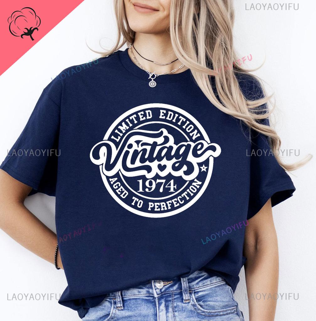 Mens Luxury Tshirt Vintage Year 1974 - Limited Edition 49rd Birthday Mens Funny T-Shirt 50 Year Old T Shirt Summer Tops Tees