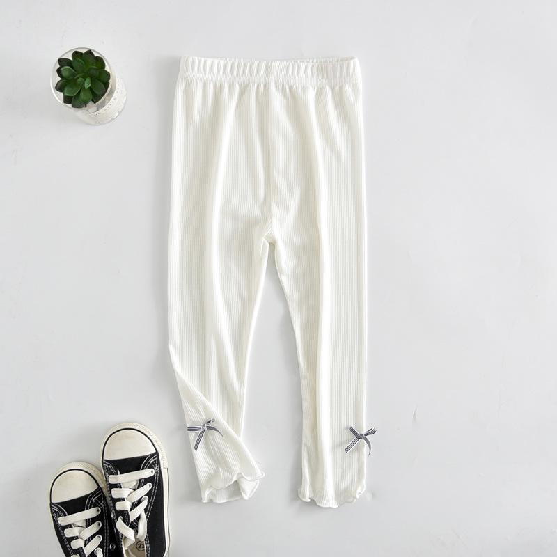 Girls' Summer Ruffle Hem Leggings: Lightweight Nine-Point Pants for Outerwear & Innerwear