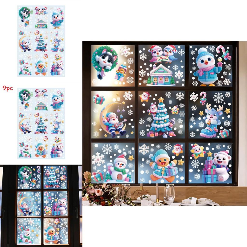Christmas Snowflake Snowman Window Clings With Static Electricity For Holiday Decor