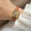 Unique Niche Design Sense Square Plate Watch Women, Retro Leopard Print Women'S Watch