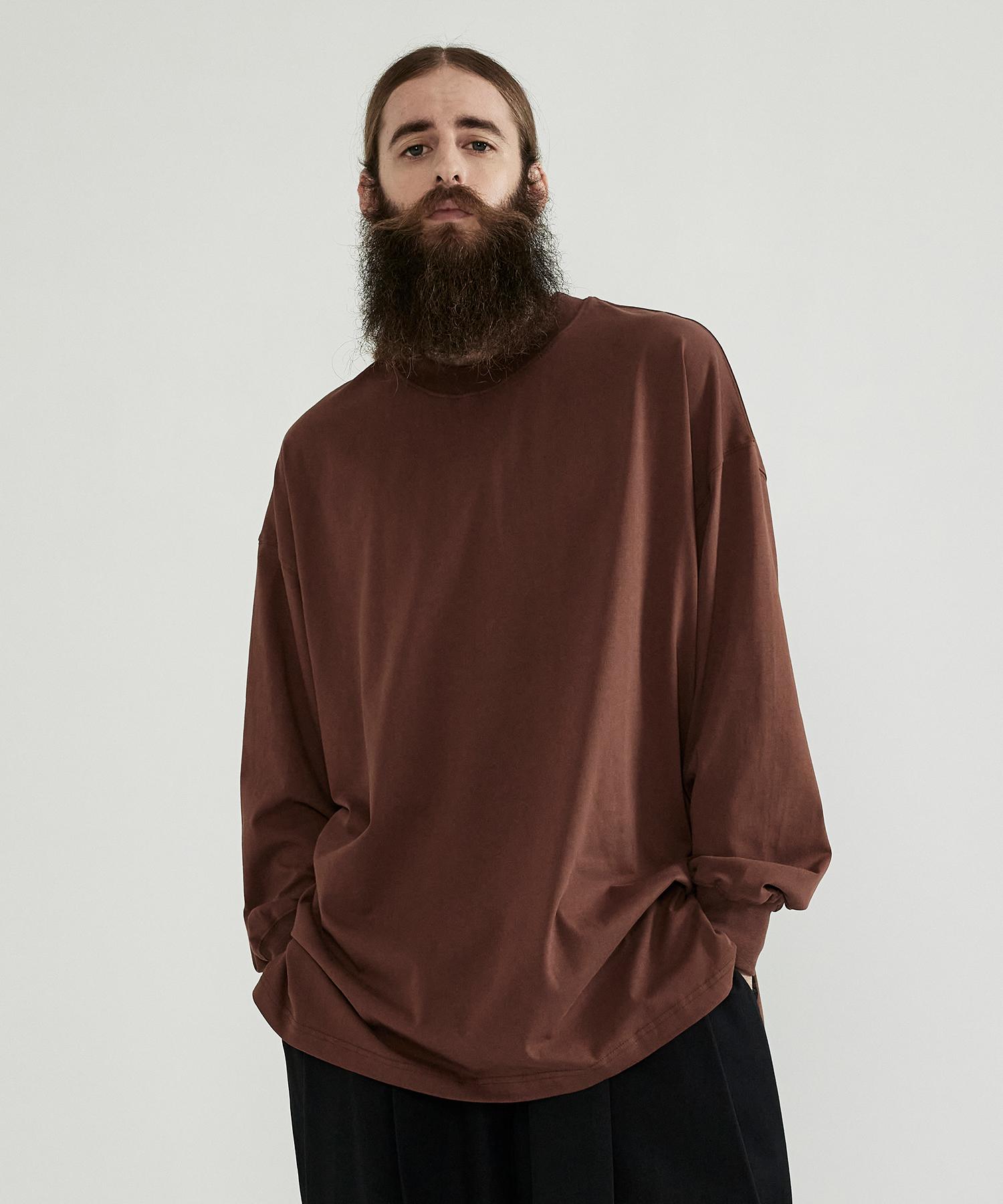 Cargo Bros Cb Oversized Plain Round Long Sleeve Tee (Brown) Free