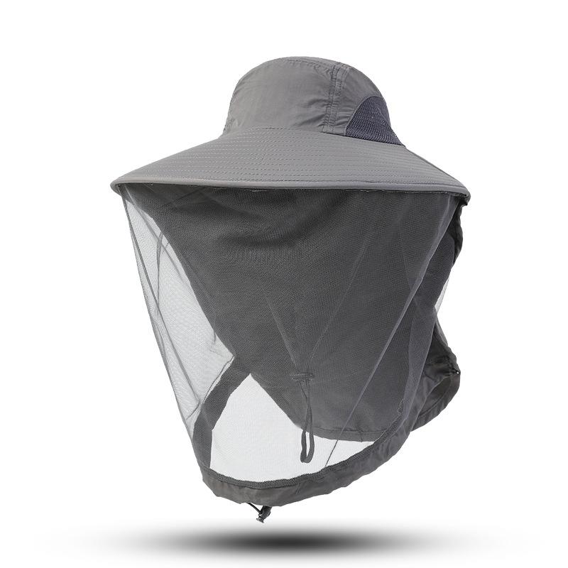 Four Seasons Solid Color Simple Outdoor Anti-mosquito and Anti-insect Fishing Cap Sunscreen Breathable Anti-bee Hat