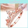 Luxurious Korean Rose Gold Crown Ring With Brilliant Faux Gemstones For Women
