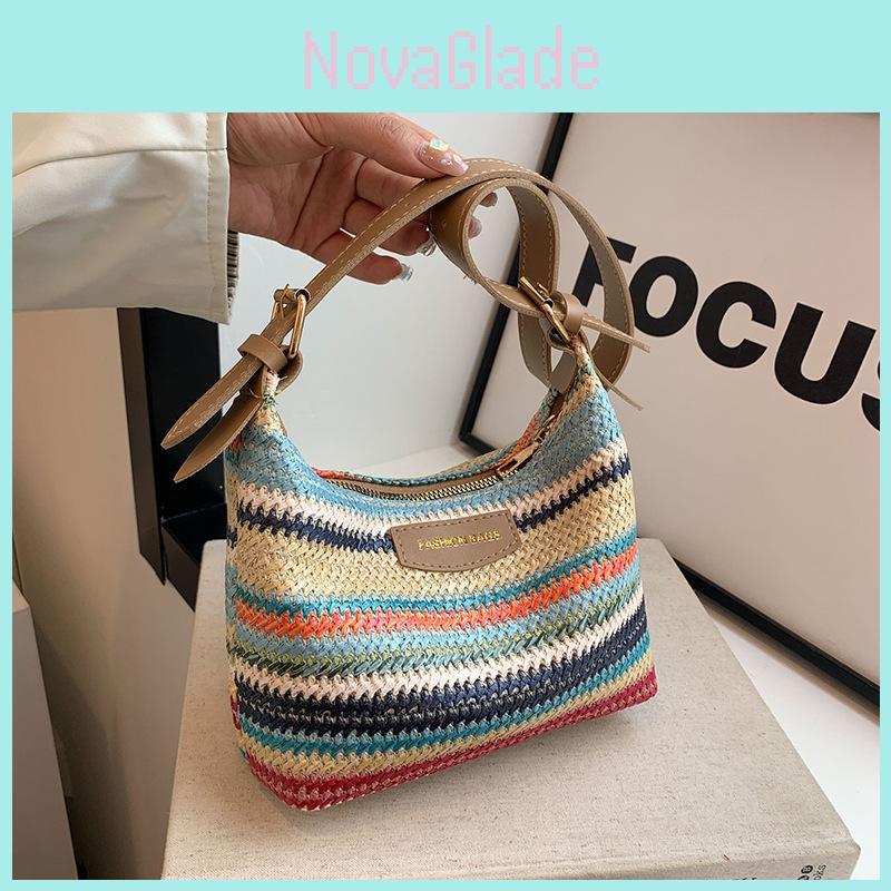 Womens Woven Tote Bag With Zipper Top And Inner Phone Pocket For Everyday Style