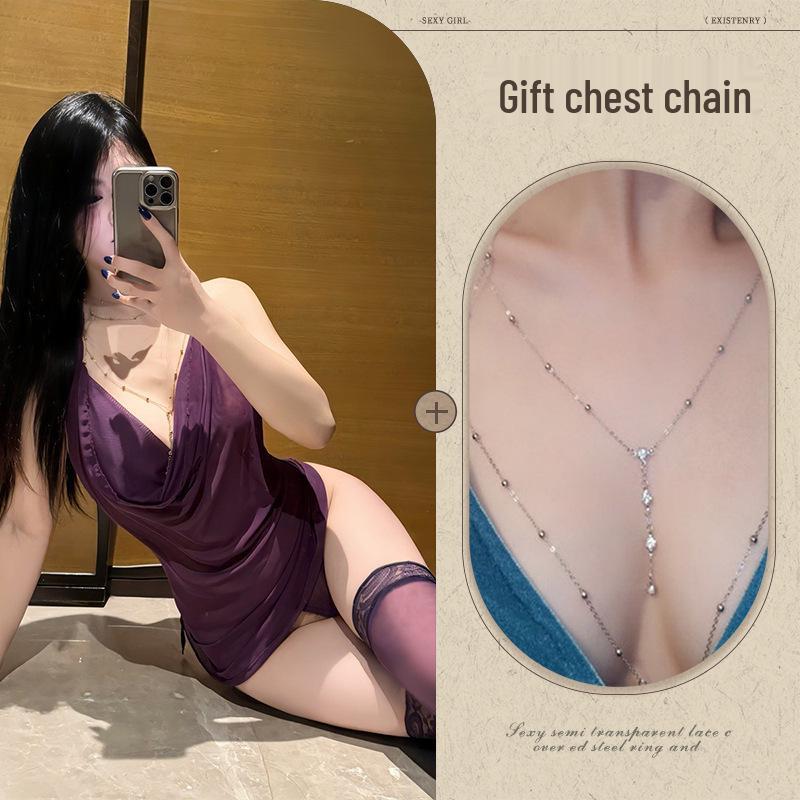 Tempting Sheer Desire Lingerie Set: Flirty Quick-Release Sleepwear