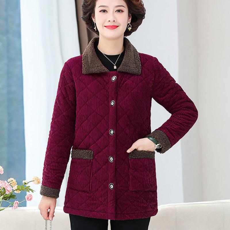 

Зимняя одежда Плюс бархатная толстая куртка с подкладкой для тепла Вельветовая куртка с подкладкой Большой размер Куртка с подкладкой для женщин среднего и пожилого возраста M фуксия