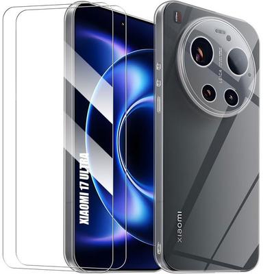 Hoesje voor Xiaomi 17 Ultra, Schokbestendig Krasbestendig Slank Transparant Siliconen - 2 Gehard Glas