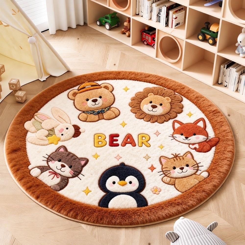 Imitation Cashmere Animal Round Carpets Soft Bedside Carpet Home Decorative Carpet Home Decor