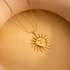 Retro Temperament Gold Color Stainless Steel Greek Totem Sun Pendant Necklace for Women Designer Charm Jewelry Accessories Gifts