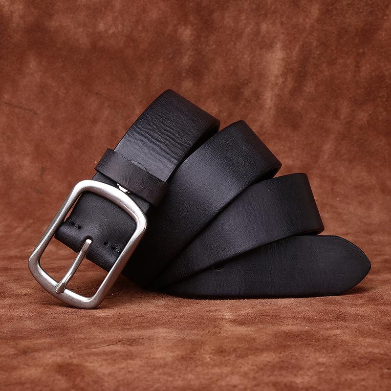 Матовая Пряжка из Нержавеющей Стали Ретро Матовая Натуральная Кожа Чистая Коровья Кожа Ремень Мужской Универсальный Простой Повседневный Джинсовый Ремень Мужской 100cm