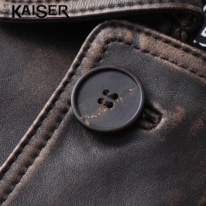 Caesar Men's Genuine Sheepskin Lapel Leather Jacket KS83507