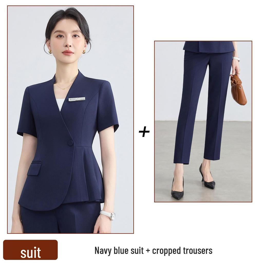 2026 Women's Summer Professional Suit: Short Sleeve Formal Fashion for Hotel Reception and Jewelry Store Workwear