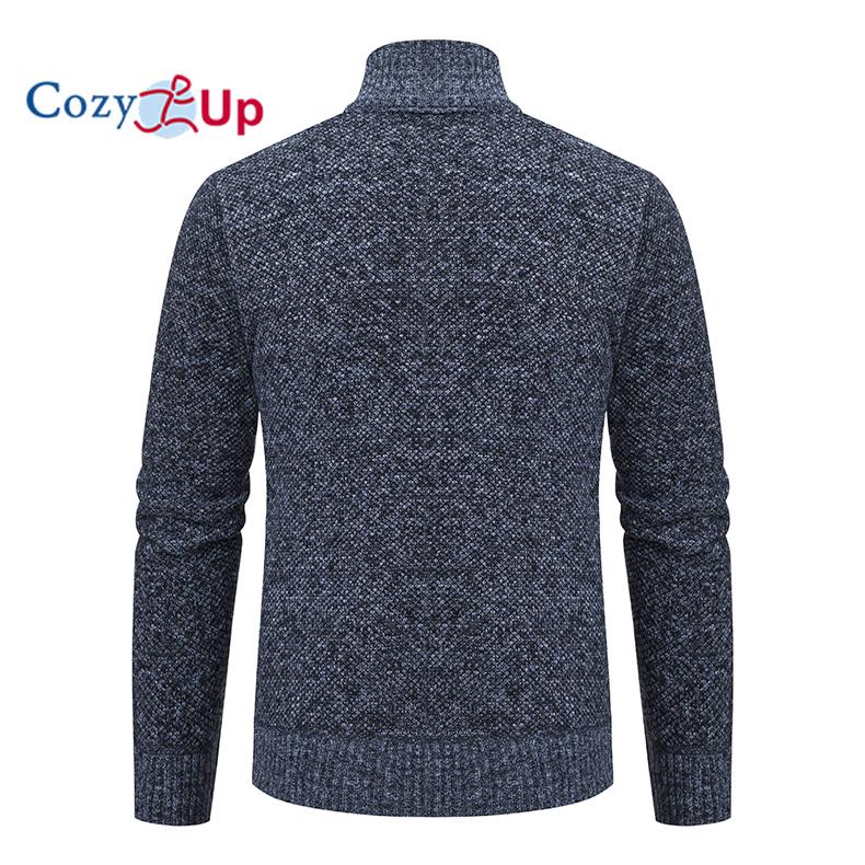Cozy Up Pánská bunda podzimní a zimní trend Pohledný pánský volný ležérní fleecový svetr Univerzální pletený svetr na zip Cardigan