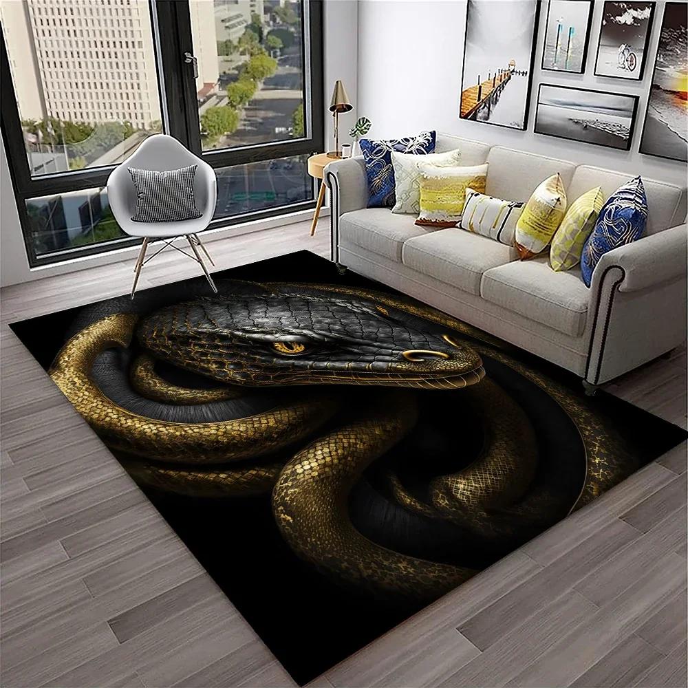 3D Gothic Schlange Schlangen Python Viper Teppich Teppich für Zuhause Wohnzimmer Schlafzimmer Sofa Fußmatte Dekor, Kinder Teppich Rutschfeste Bodenmatte
