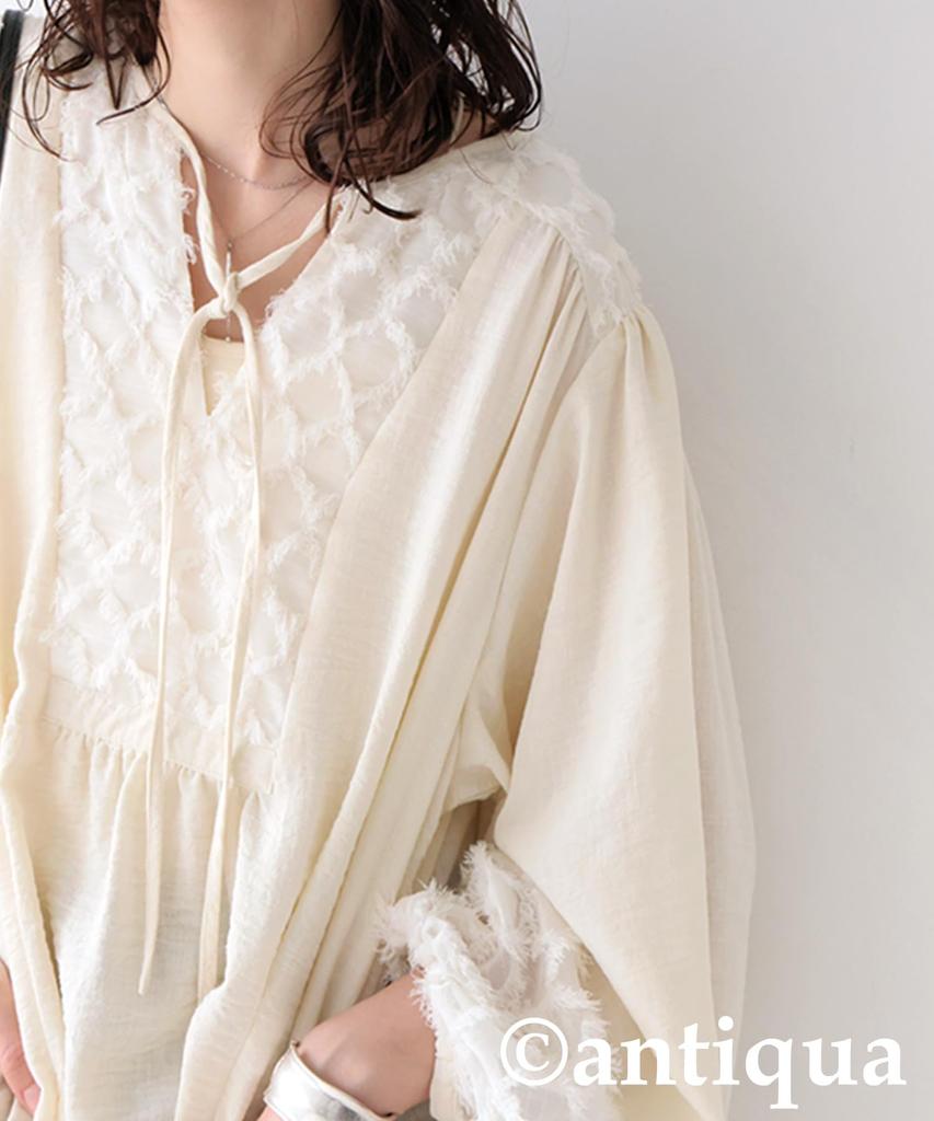 Antiqua Long Sleeve Gathered Dress One Size Natural Women's (PTR-00006), 01,