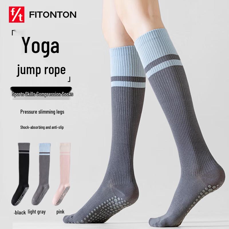 FitonTon Anti-Slip Compression Yoga Calf Socks, 3-Pair Pack One Size чёрный