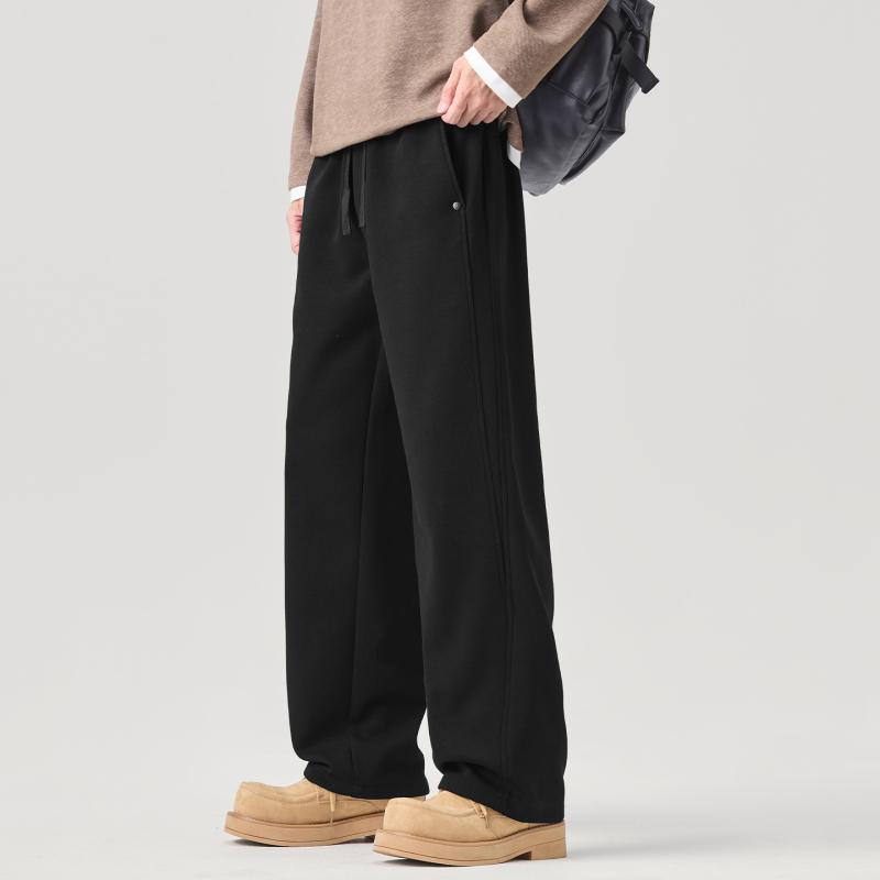 Spring Autumn Loose Casual Elastic Waist Wide Leg Sweatpants Male Lounge Pants Men Drawstring Trousers