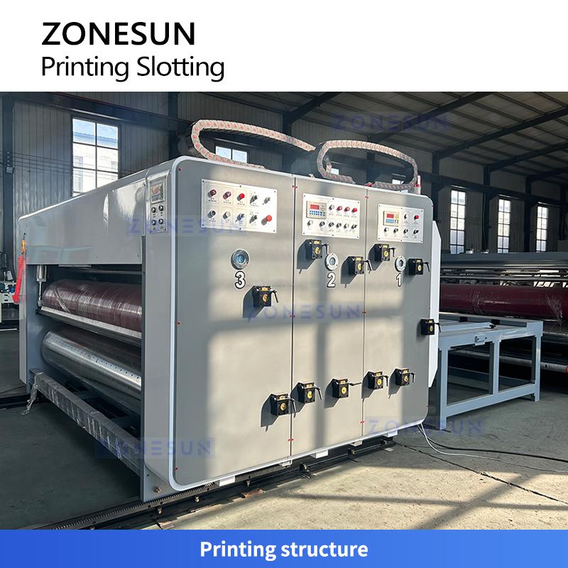 ZONESUN ZS-YKM3 Automatische Flexodrucker-Rillmaschine 3-Farben-Druckmaschine 3600 Bogen/h Wellpappkarton-Herstellungsmaschinen