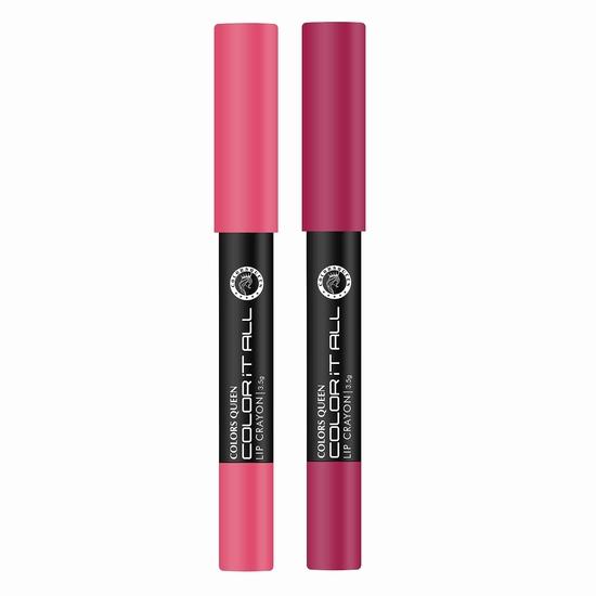 Colors Queen Color It All Long Lasting Crayon Lipstick | Up to 18 Hours Stay | Lipstick Combo for Women | Waterproof(Pink Rose & Plum Pick,3.5g)