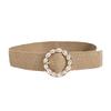 Boho Belt Vacation Style Natural Round Buckle Shell Pp Grass Elastic Women's Belt