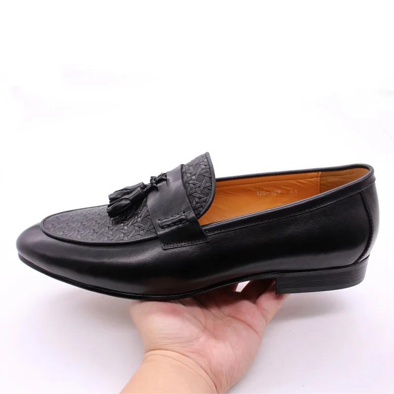 Fashion FELIX CHU Men's Genuine Leather Tassel Loafers Italian Luxury Fashion Slip-On Dress Shoes for Parties Weddings Casual Wear