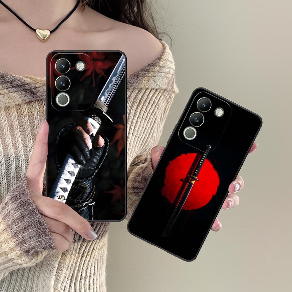 Katana Samurai Ronin Sakura Phone Case for VIVO V60 V50 V40 V30 V29 V27 V25 V23 Pro Lite 5G Colorful Printing Cover Pretty Cover