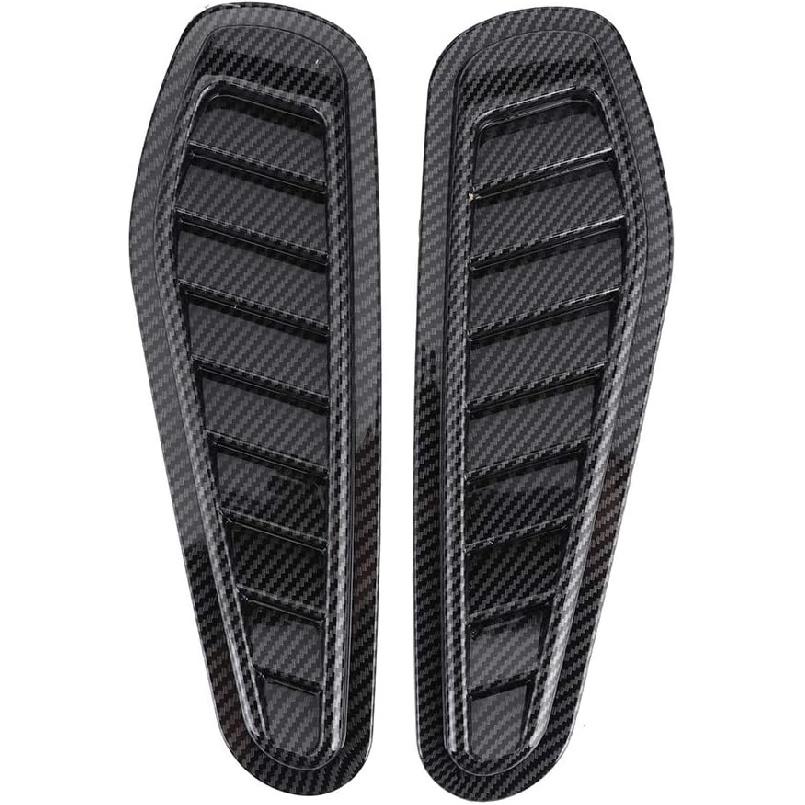 Car Hood Vents, 2pcs Carbon Fiber Style Car Air Flow Intake, ABS Decorative Bonnet Engine Hood Vents, Universal Hood Air Vents for Car Hood Scoop