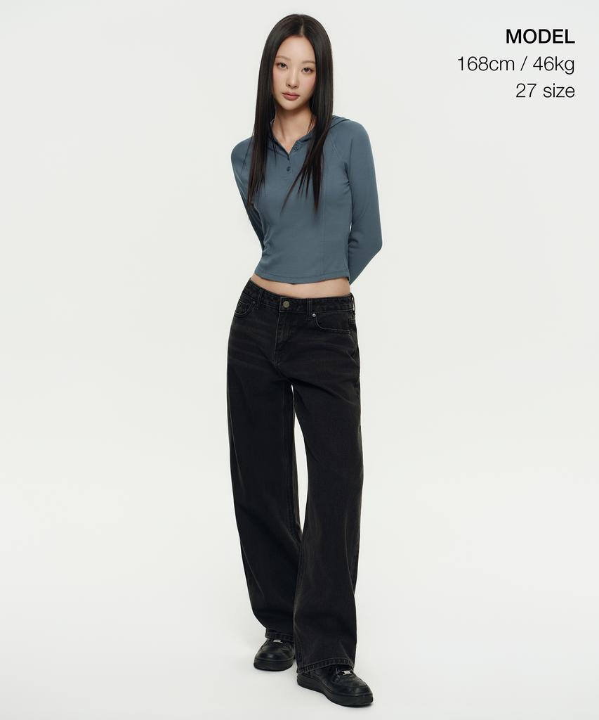 MUSINSA STANDARD WOMAN Women'S Low-Rise Wide Denim Pants [Washed Black]