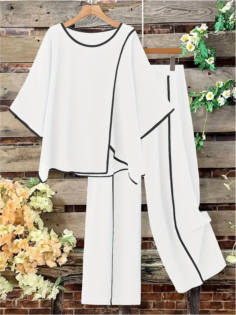 

2026 European American Spring/Summer Knit Color Block Tubular Craft Set - Korean Casual Style 1XL