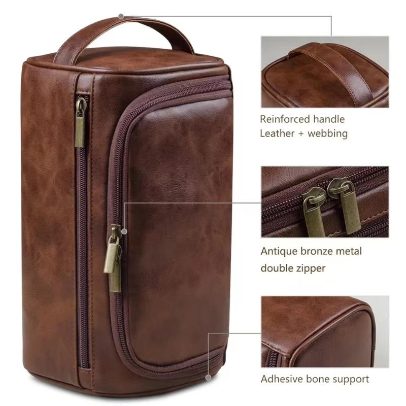 Men Vintage Luxury Toiletry Bag Travel Necessary Business Cosmetic Makeup Cases Male Hanging Storage Wash Bags Portable