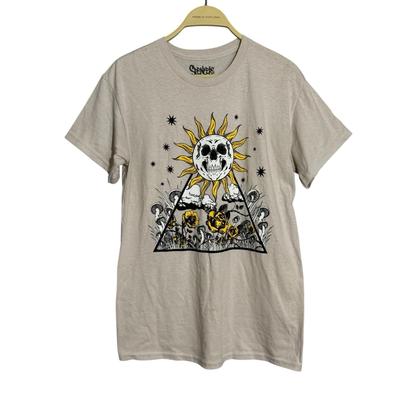 Spencers Halloween Skull Tshirt Men Size S Sunflower Flower Tee Graphic Creepy