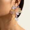 Iridescent Tassel Drop Earrings Transparent Petal Statement Earrings  Seaside Beach
