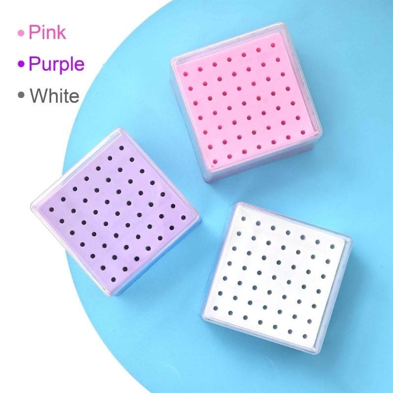 49 Hole Nail Drill Bit Storage Box Universal For Nail Grinding Heads Dustproof Professional Salon Organizer