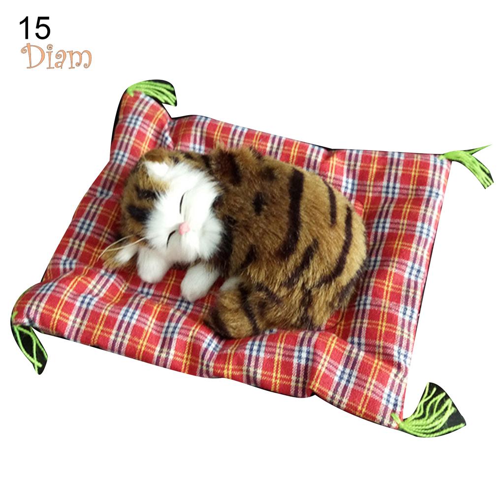 Jucărie de păpușă de pluș cu sunet de pisică drăguță de simulare de ursuleț cu covoraș de dormit pentru decorarea casei