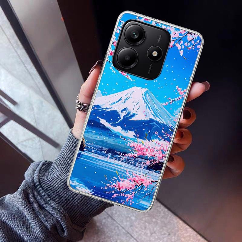 Japanese Cherry Mount Fuji Phone Case For Xiaomi Redmi Note 10 11 12 13 14 15 Pro Plus 11S 12S 14S 11T 11E 10S Soft TPU Back Cov