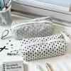 Multi-functional Polka Dot Design Pencil Case Large-capacity Soft Touch Stationery Pouch Stationery Storage Bag Back To School