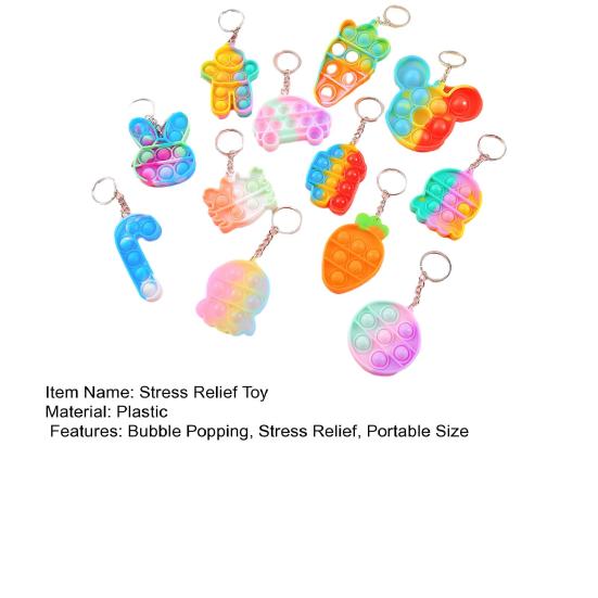 Bubble Popping Keychain Students Office Workers Stress Relief Push Bubble Key Ring Backpack Hanging Decoration Charm
