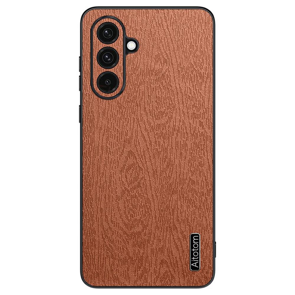For Samsung Galaxy A57 5G Case Wood Texture PU Leather Coated PC TPU Phone Cover