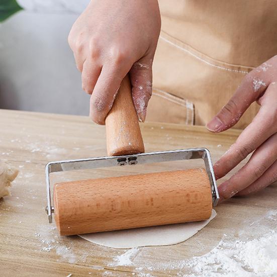 Rolling Pin Non-stick Wheel Design Wood Kitchen Rolling Pin for Dough Rolling