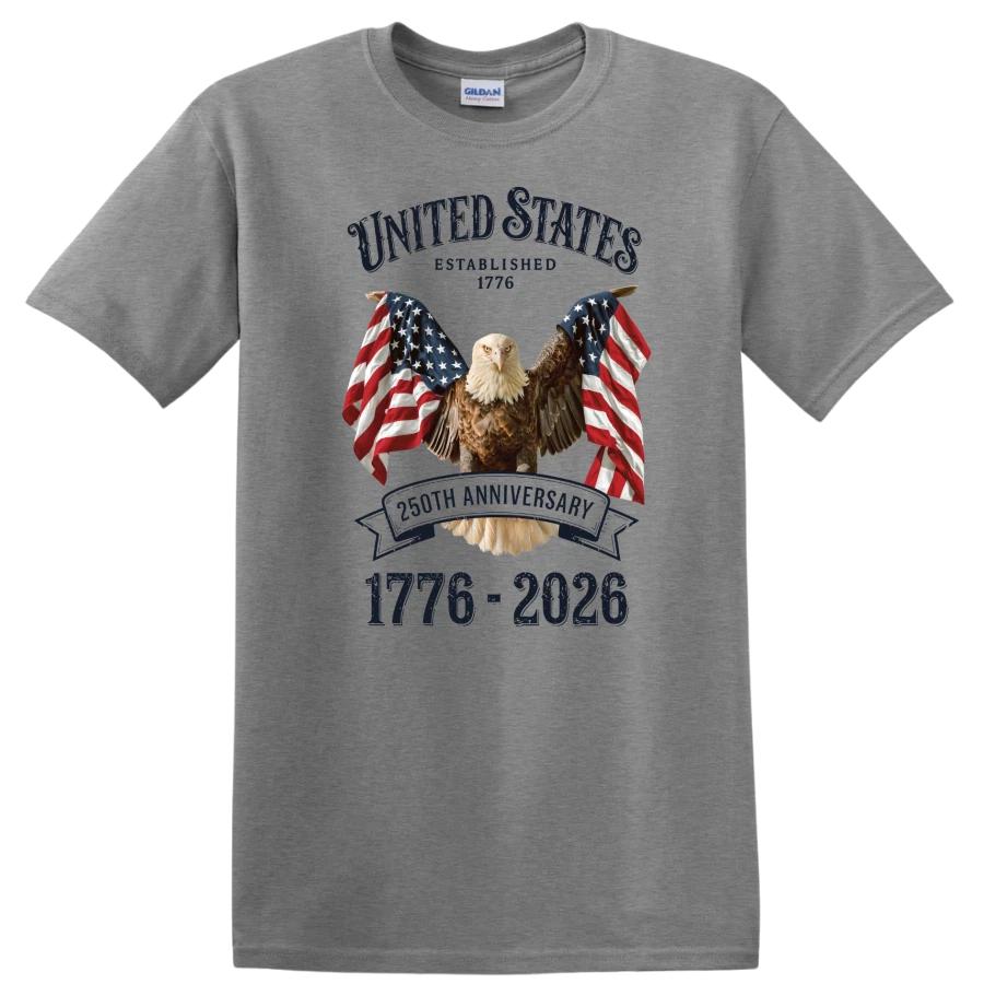 250 Years Of Freedom T Shirt Bald Eagle American Flag 1776 2026 Retro USA Tee XS